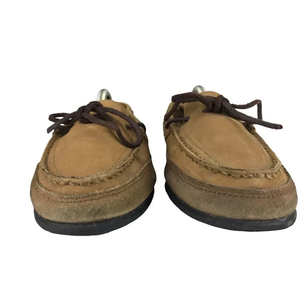 Panama Jack Mens Brown Leather Moc Toe‎ Slip On Boat Shoes Size US 8.5